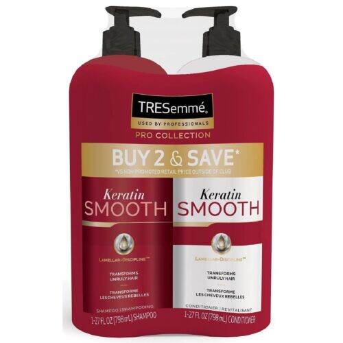 Cặp dầu GỘI và XẢ TRESemme Keratin Smooth mỗi chai 798ml của Mỹ - làm mái tóc mượt mà, giúp phục hồi và nuôi dưỡng từng sợi tóc