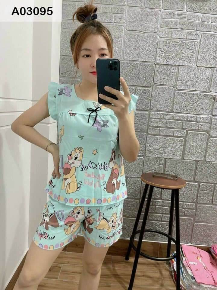 Đồ bộ mặc nhà kate lụa dễ thương cho nữ - KT3