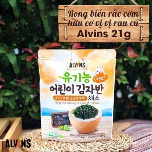 Rong biển rắc cơm hữu cơ vị rau củ Alvins 21g