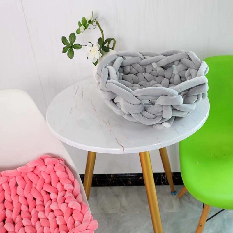 Len Khổng Lồ Chunky Đan Móc Chăn Thảm, Túi Xách, Nôi...