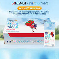 Thùng 48 hộp sữa chua uống tiệt trùng TH true YOGURT TOPKID hương dâu tự nhiên 180 ml (180 ml x 48)