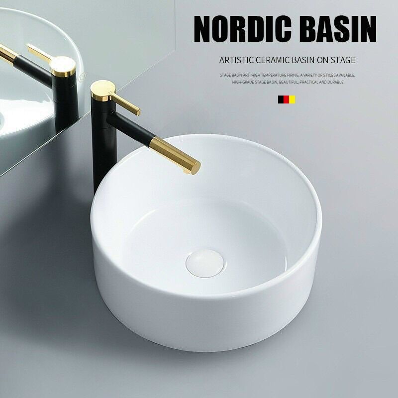 Chậu Lavabo đặt bàn trắng tròn, dáng nghệ thuật