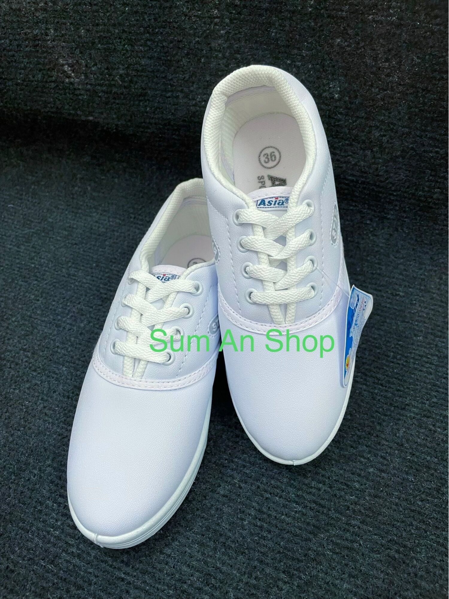 Giày thể dục Si NỮ da xi Trắng cột W01ST thể thao  học sinh Asia