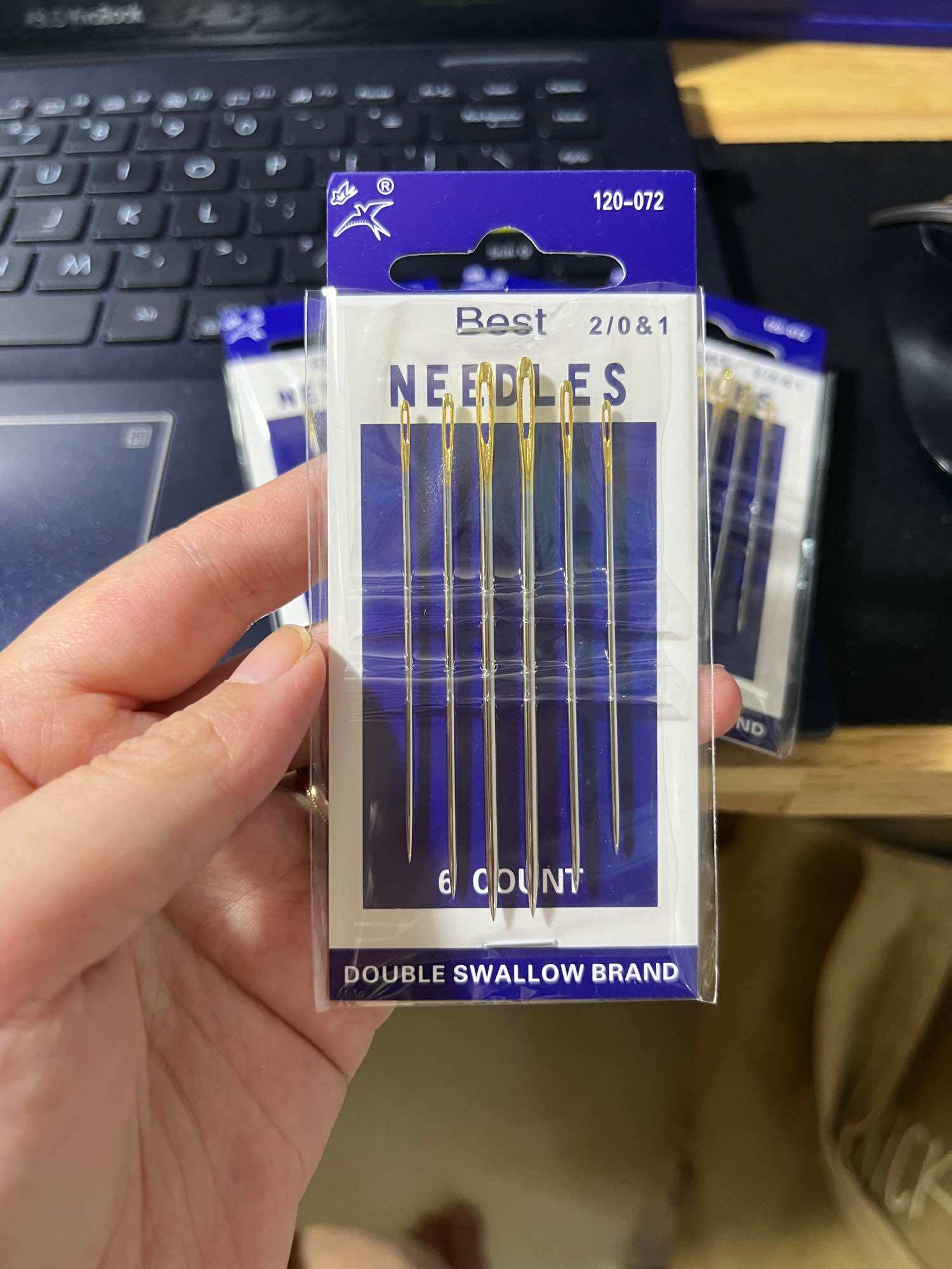 Vĩ 6 kim khâu đuôi vàng size lớn - Best Needles