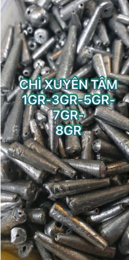 Chì câu hình nón - tròn 1gr-2gr-3gr-5gr-7gr-8gr xuyên tâm