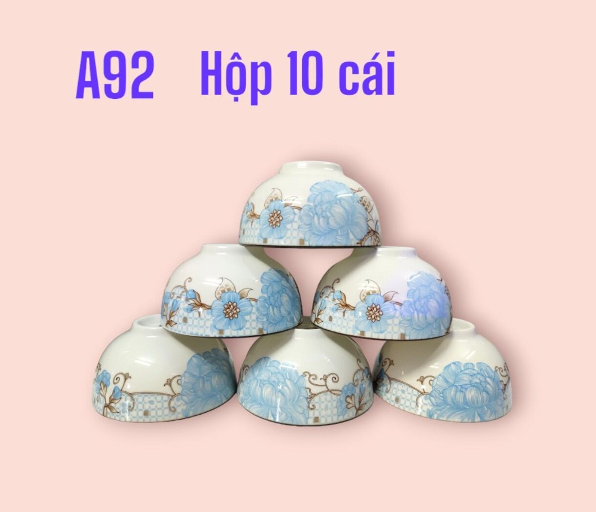 Chén sứ hoa xanh 4d hộp 10 cái 75k