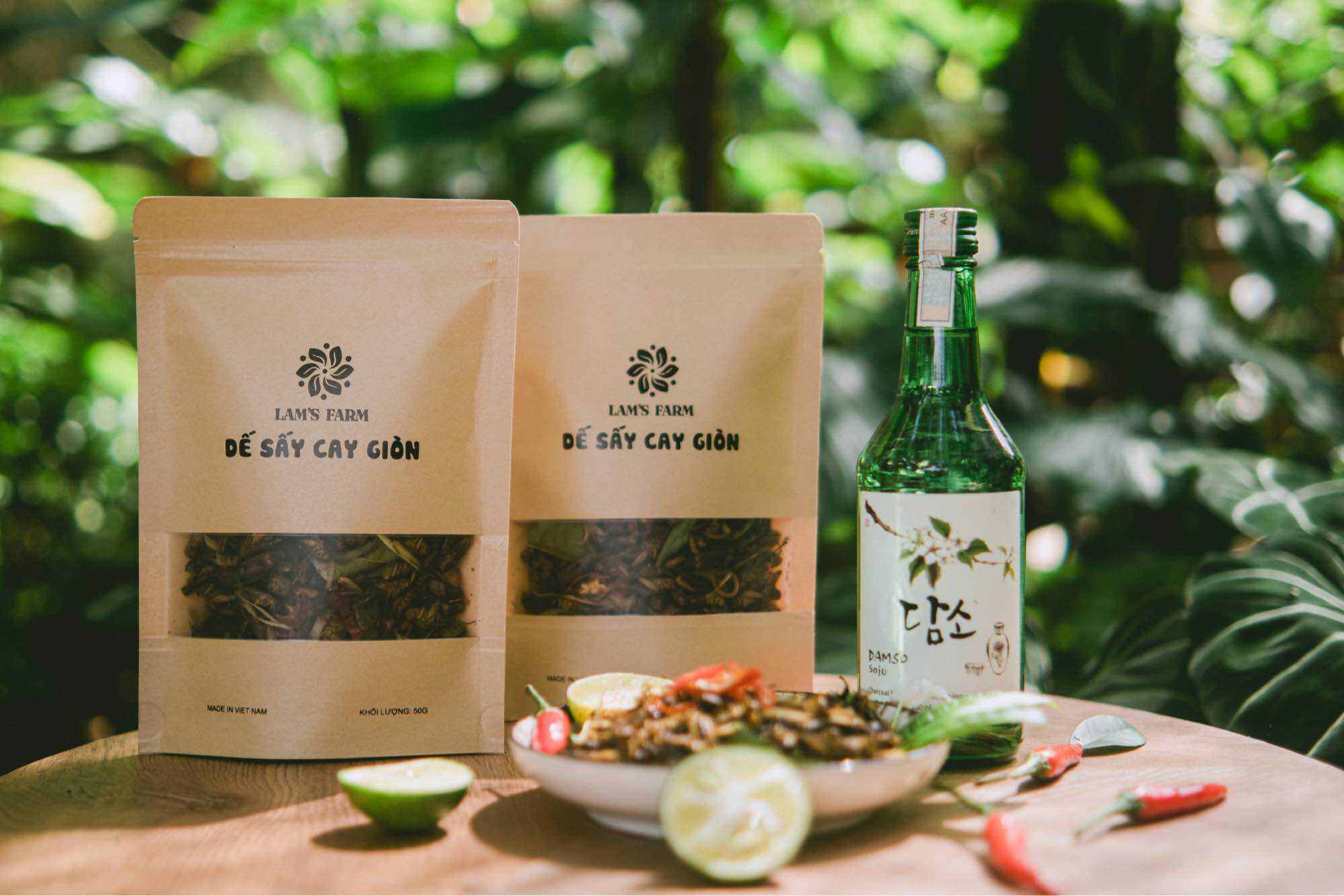 Mua 5 tặng 1 - Combo 5 gói Dế Sấy Cay Giòn - Món ăn nhậu lai rai - Dế Sấy Lá Chanh.