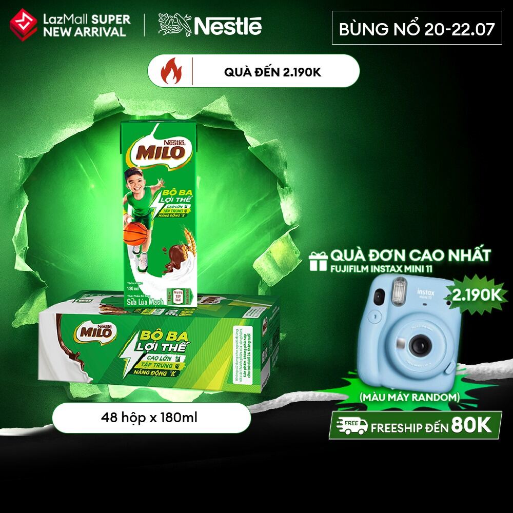 [ƯU ĐÃI THÁNG 7][FREESHIP TOÀN QUỐC] [Phiên bản ống hút 4 chiều] Sữa lúa mạch Nestlé MILO thùng 12 x 180ml (12x4x180ml)