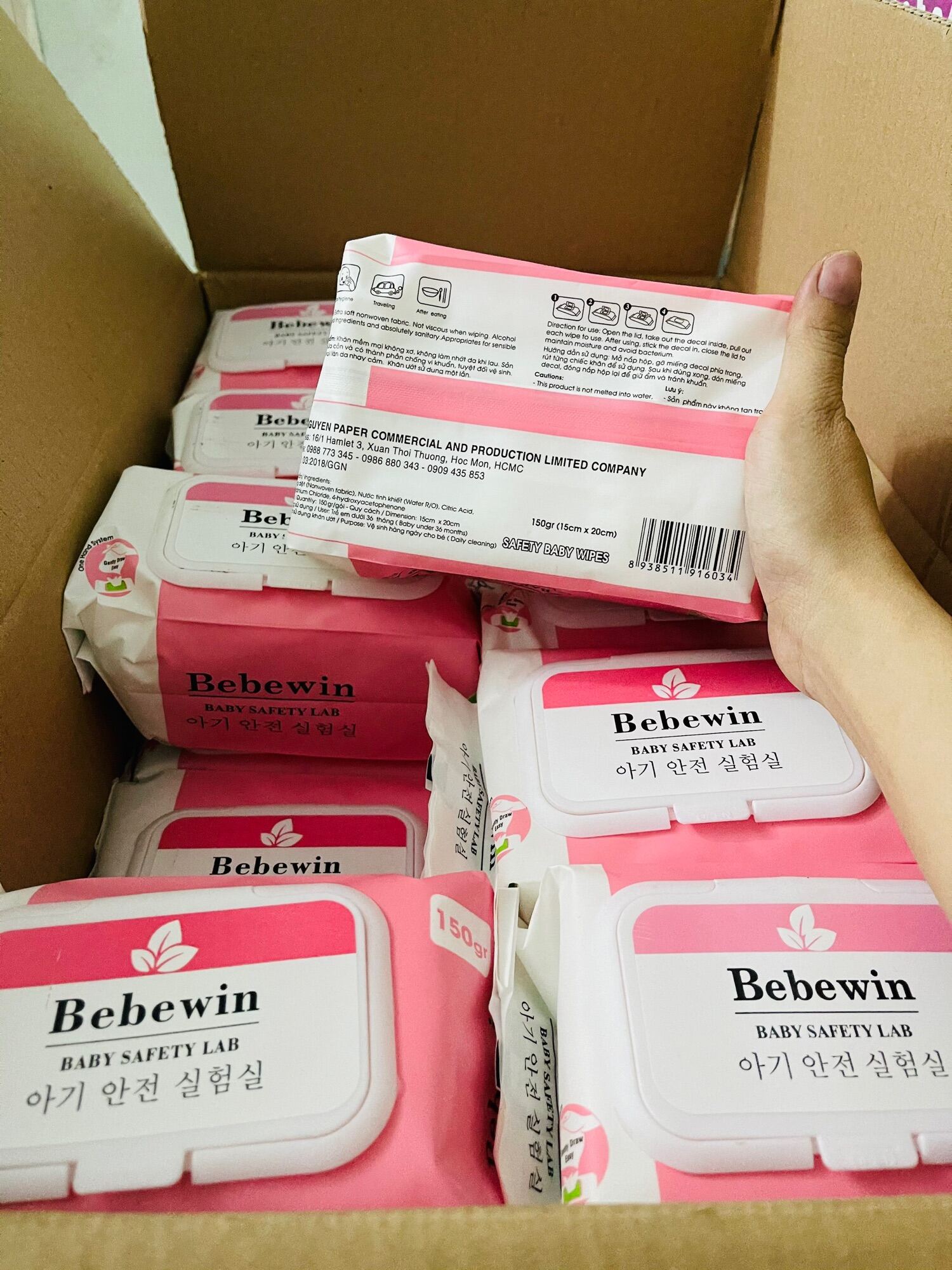 Giá Sỉ Combo 10 gói Khăn ướt Bebewin Hàn Quốc 150gr - An toàn cho bé