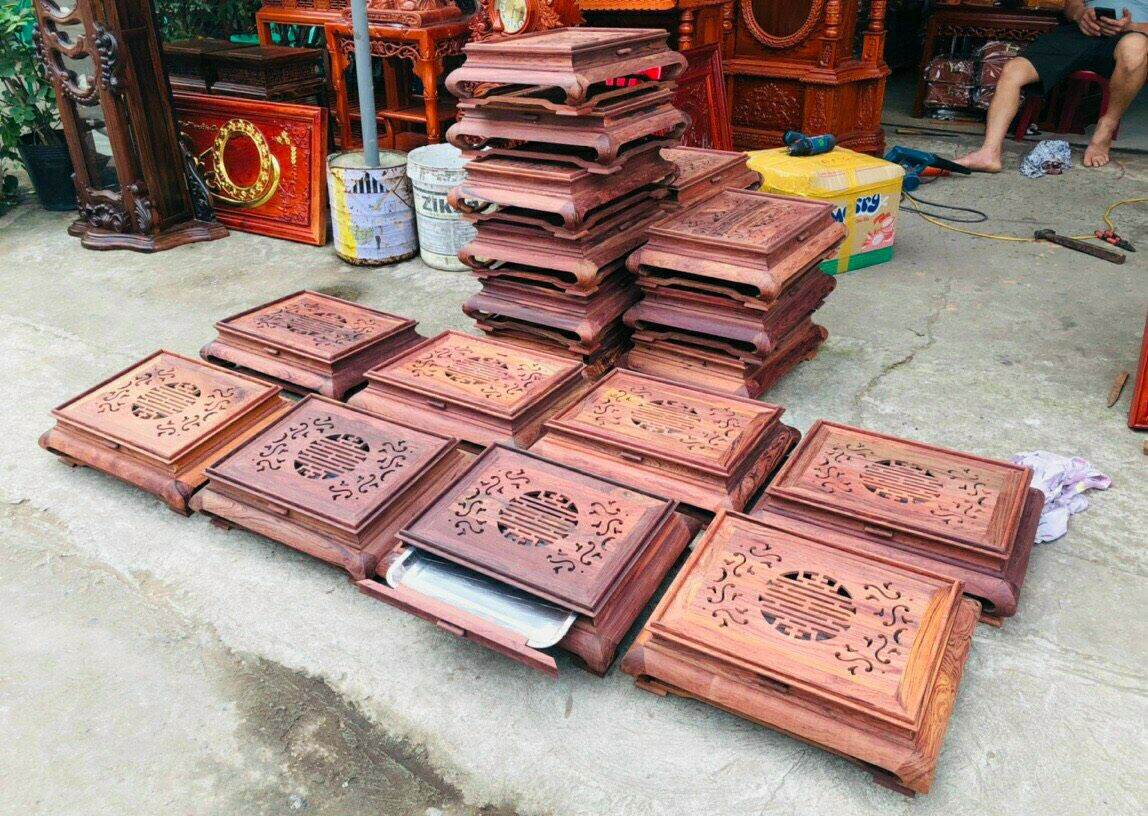 Khay trà gỗ cẩm 36x46cm có khay hứng nước