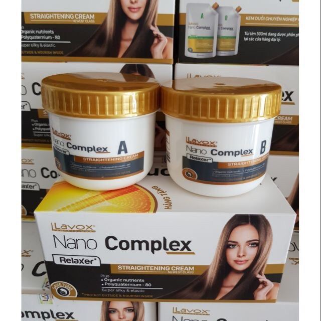 kem duỗi, ép tóc lavox nano complex 150 ml siêu khoẻ , siêu bóng phục hồi  hư tổn cặp nhỏ tiện lợi khi sài ở nhà giá rẻ