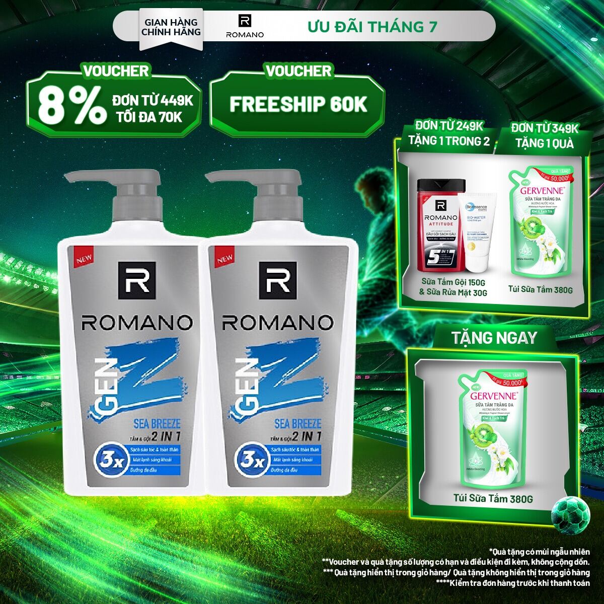 Combo 2 TẮM GỘI ROMANO GEN Z FOREST CEDAR/SEA BREEZE 610G