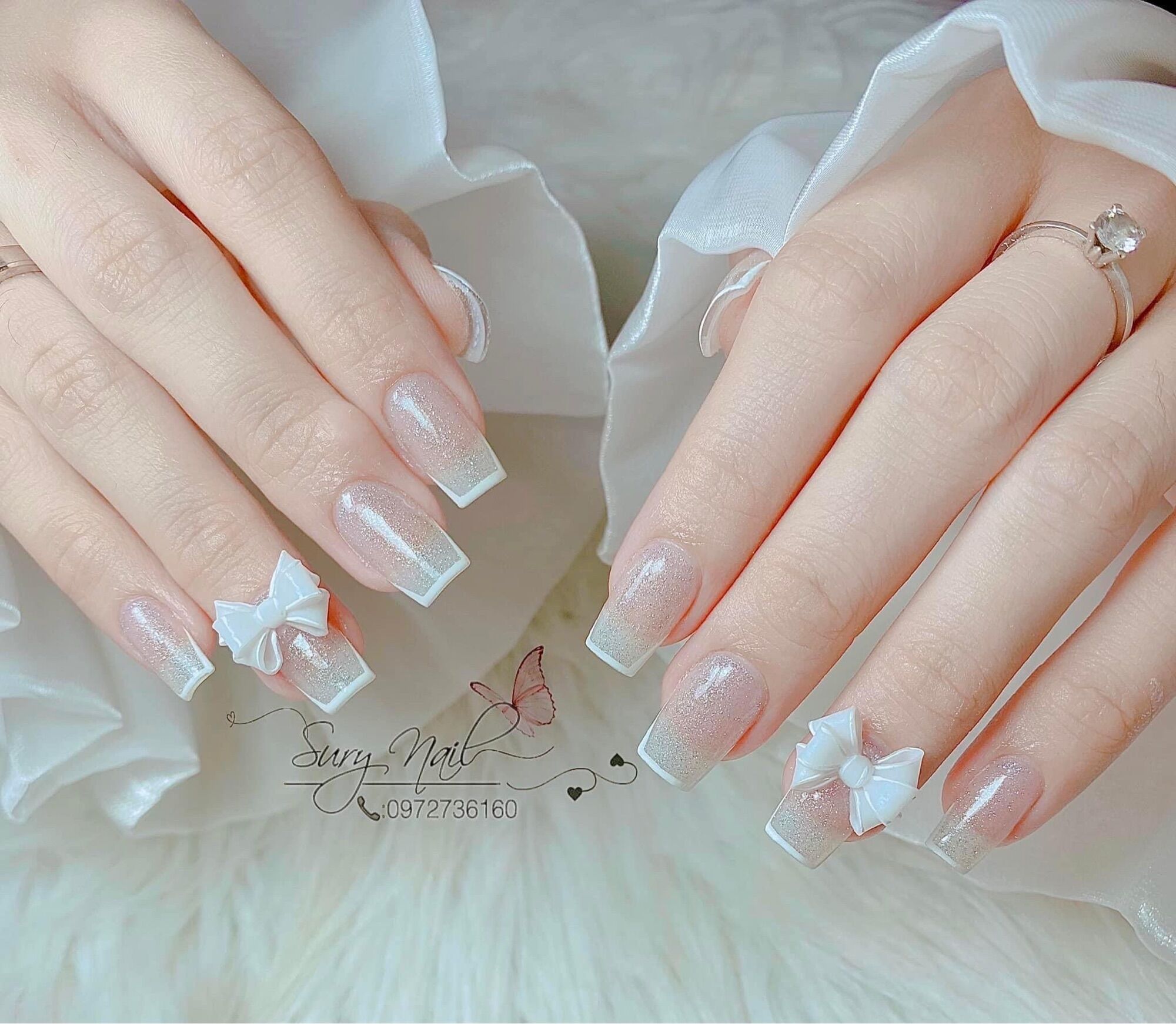 Nơ bột trắng muốt ( giá 1 bông)