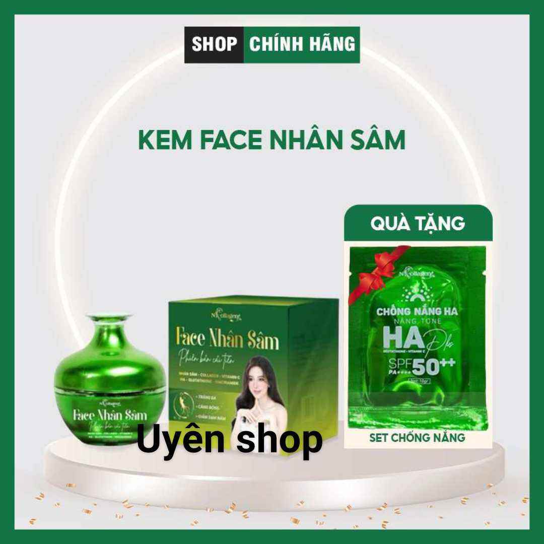 Kem face sâm xanh ncollagen tặng gói chống nắng ha