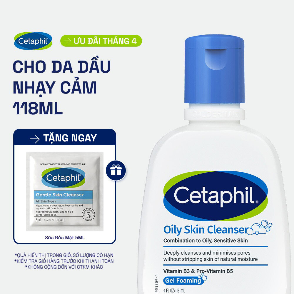 Sữa rửa mặt dịu lành cho da dầu nhạy cảm CETAPHIL OILY SKIN CLEANSER 118ML