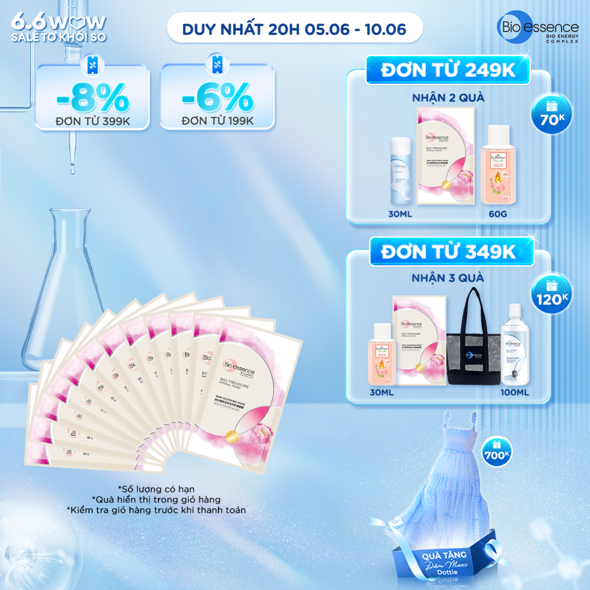 Combo 12 Mặt nạ dưỡng da tươi trẻ chiết xuất hoa mẫu đơn hoàng cung Bio-essence 20ml