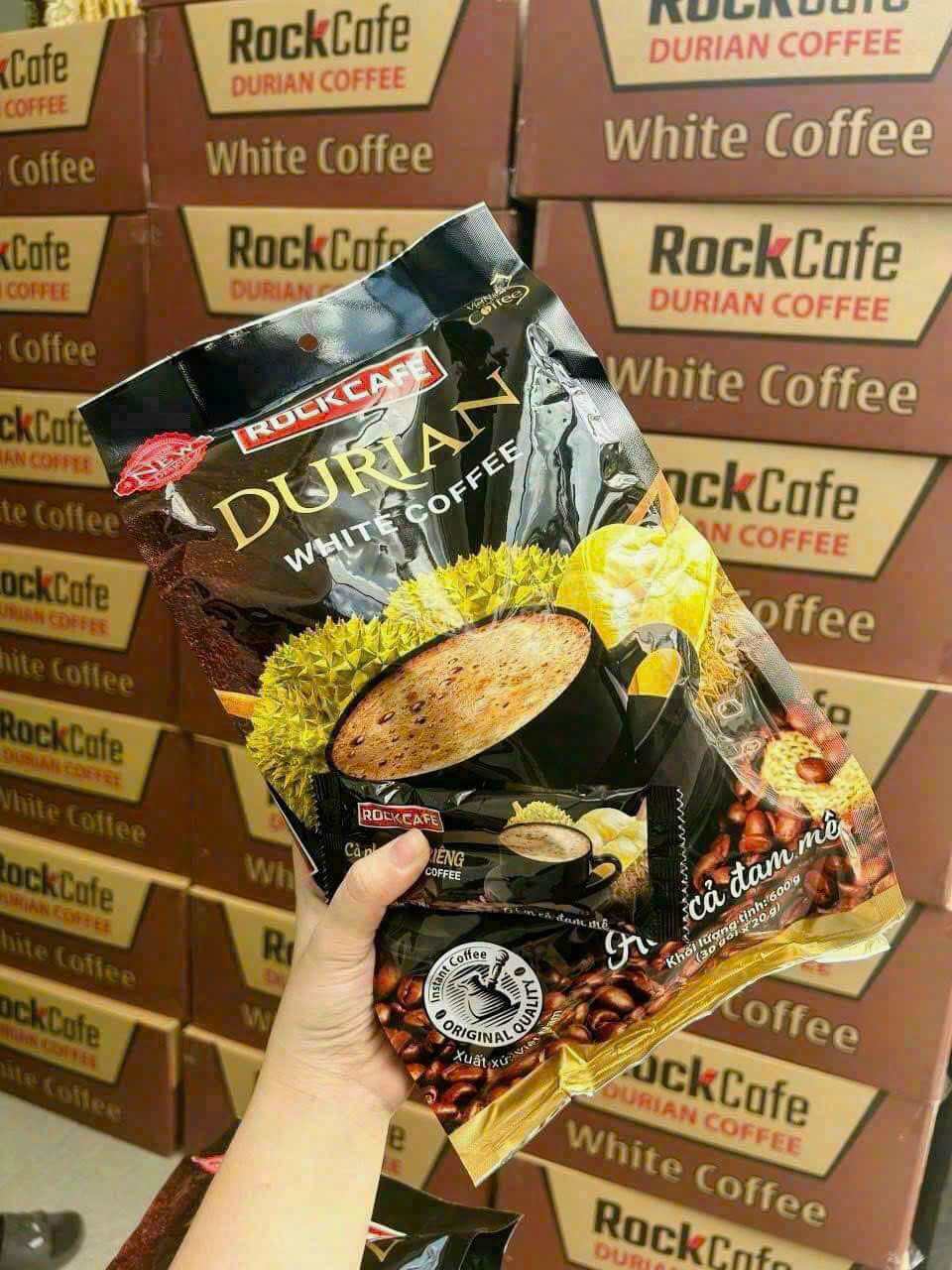 Cà Phê SẦU RIÊNG Rockcafe Túi 30 gói x 20 g - Rock cafe Vị Sầu Riêng Mẫu Mới - White Coffee Ruvask