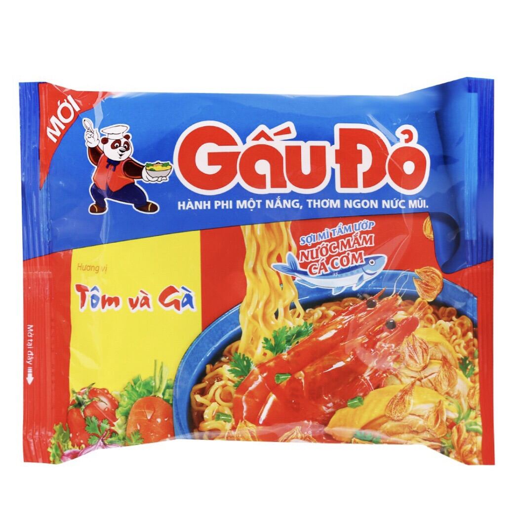 COMBO SỈ 1 thùng mì gấu đỏ Tôm và Gà 30goi 65gram