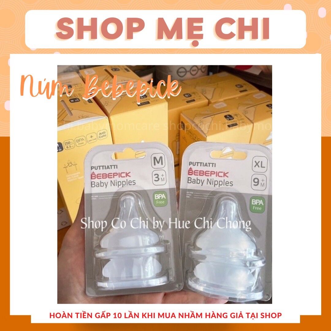 Núm Ti Bình Sữa Bebepick hàn quốc S M L XL siêu mềm chính hãng