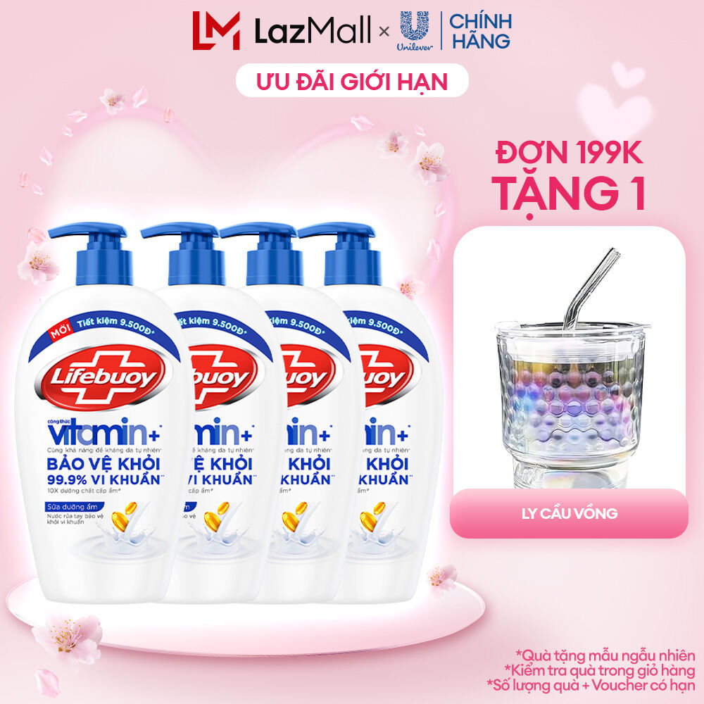 Combo Nước rửa tay Lifebuoy công thức Vitamin+  Bạc Bảo Vệ 450G & Sữa Dưỡng Ẩm chai 450g