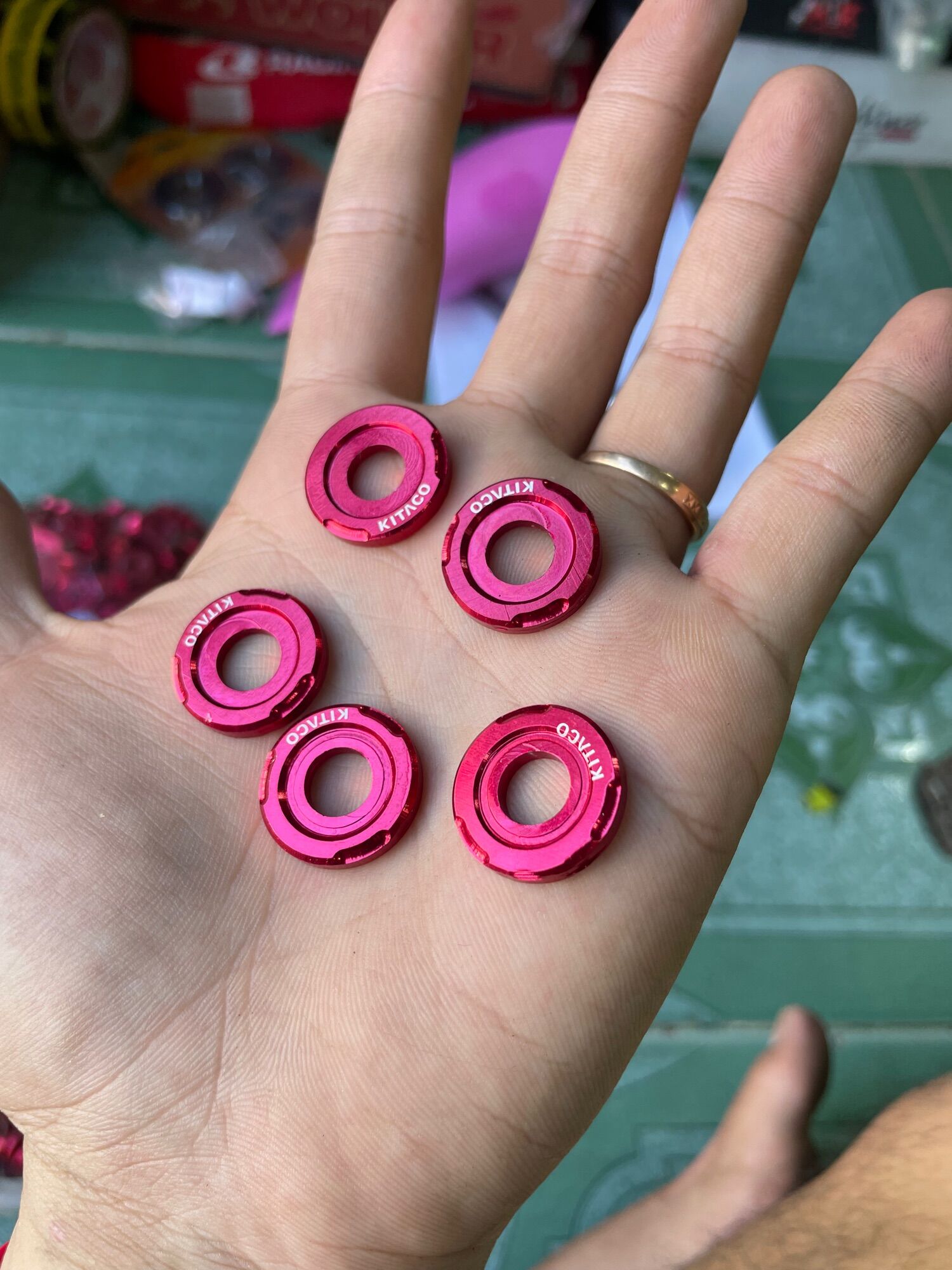 Lông đền Nhôm Takegawa Đỏ 6-8mm