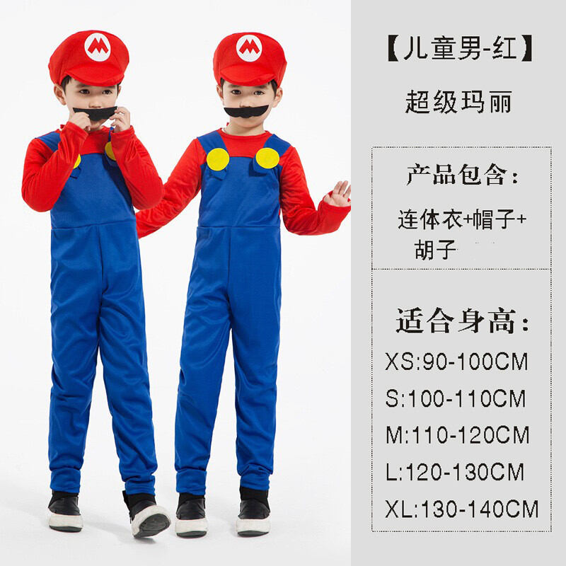 Trang Phục Hoạt Hình Cosplay Halloween Trang Phục Mario Trẻ Em Cosplay Cha Mẹ Và Con Người Bộ Đồ Super Mario