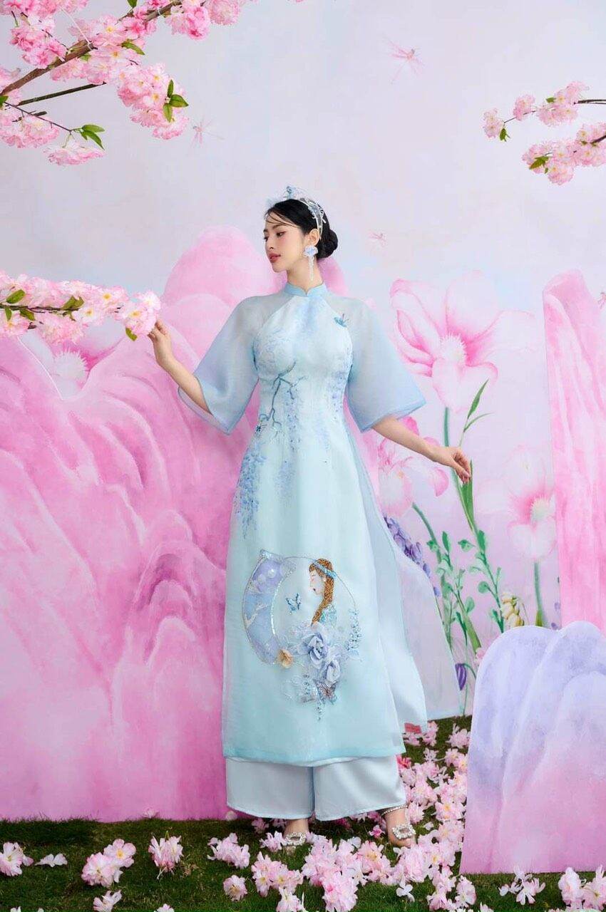 PT35 Áo dài cách tân oganza tay lỡ mềm mại thướt tha sang chảnh cho nàng