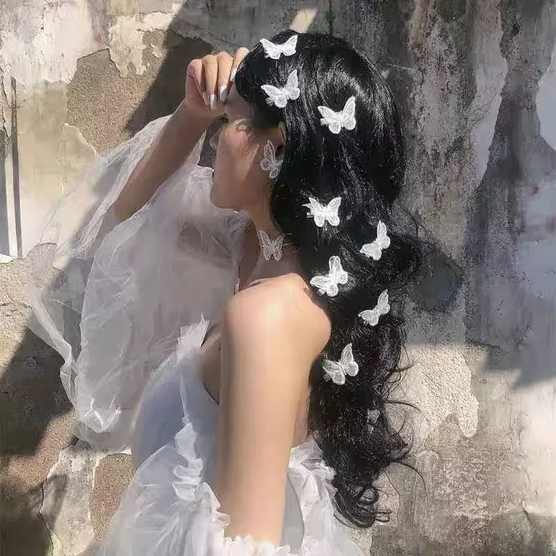 Kẹp tóc Bướm Ren thêu phong cách lolita xinh xắn