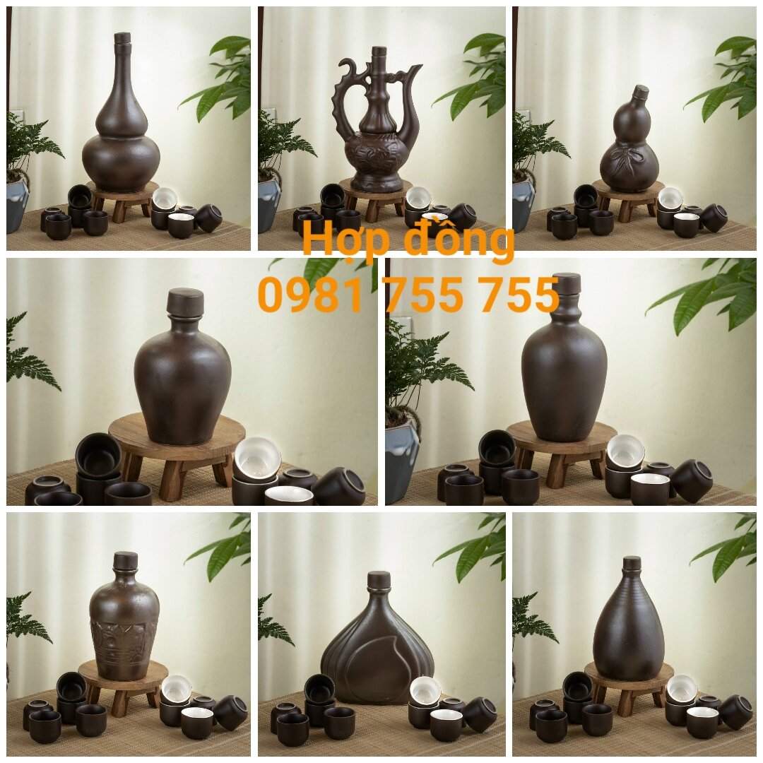 20 mẫu Vò gốm kèm 10 chén,,bình đựng rượu 500ml,nậm rượu Bát Tràng cao cấp