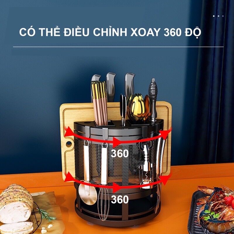 Kệ để dao thớt đũa xoay 360 độ