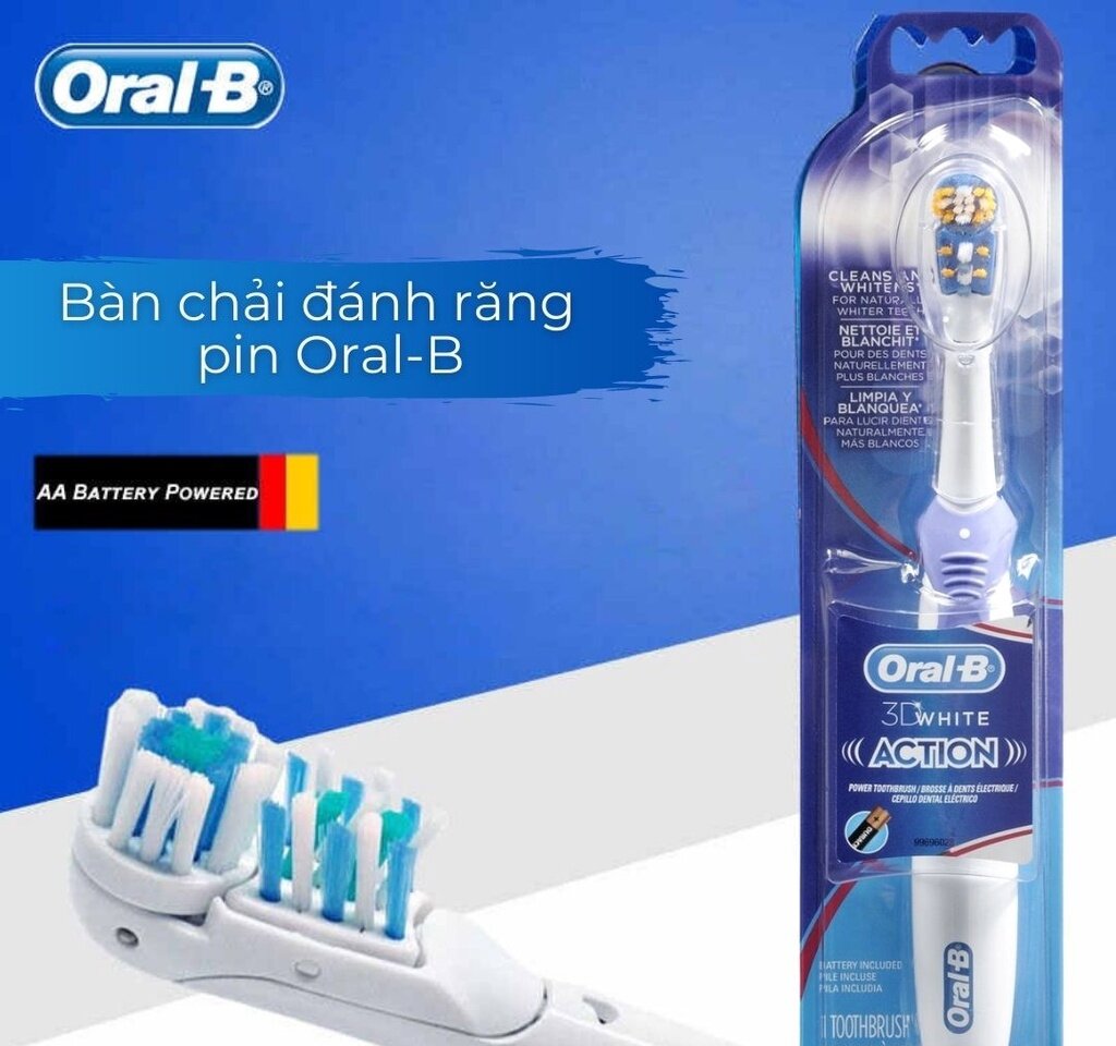 Bàn chải dùng pin Oral-B 3D White Action loại có thể thay đầu