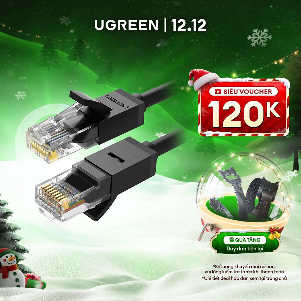 Cáp mạng Cat6 UGREEN NW102 | Lõi thuần đồng 26AWG | CCA sử dụng trên các mạng Ethernet / RJ45 | Bảo hành 18 tháng 1 Đổi 1.