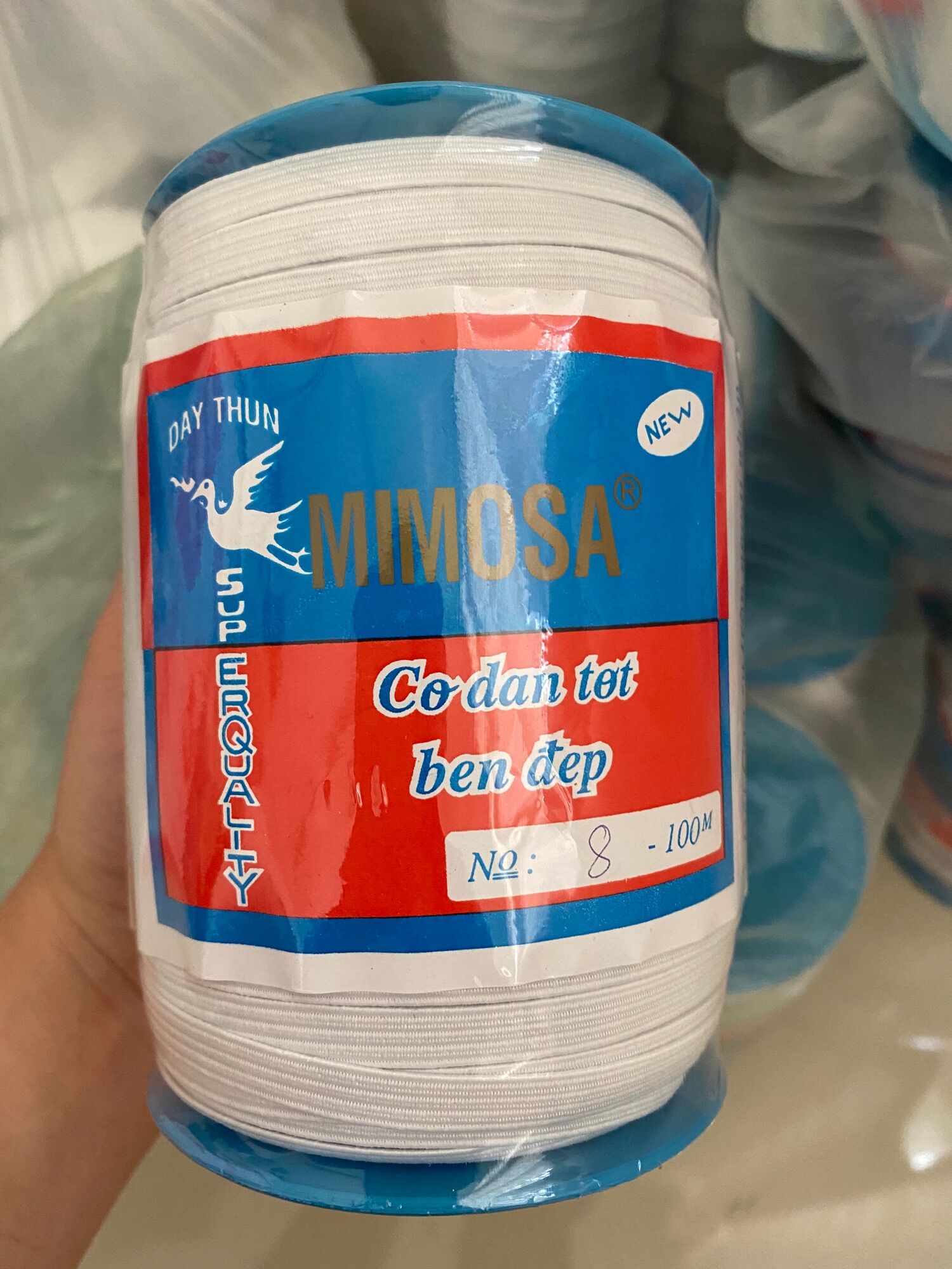 [HCM]Thun Mimosa bản 7li (số 8) màu trắng cuộn dài 100m