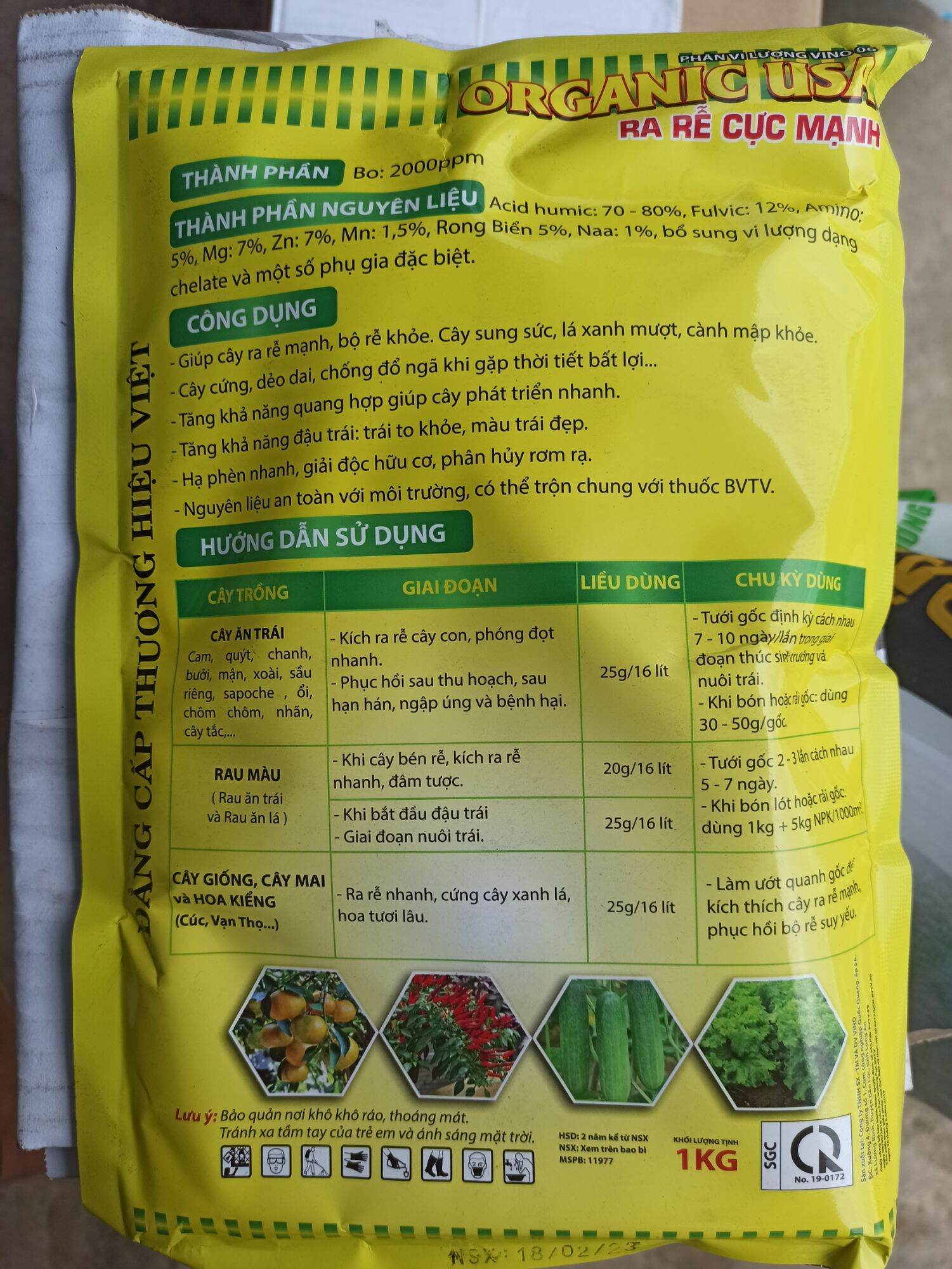 [Phân bón ORGANIC USA 1kg] Ra rễ cực mạnh