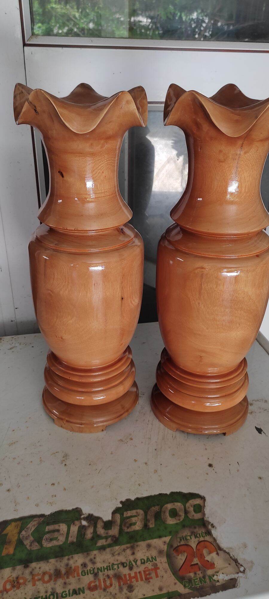 Lục bình gỗ cao 35×12cm giá 1đôi