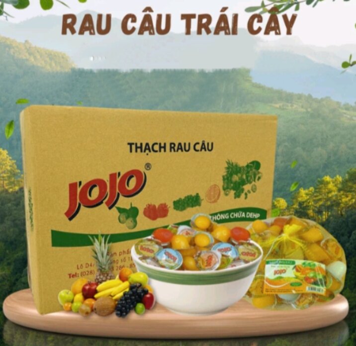 1THUNG (6kg) thạch râu câu Jojo nhiều vị hương trái cây ăn vặt thạch rau câu cho bé