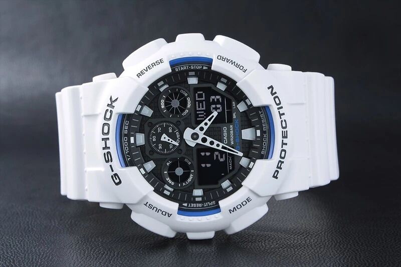 Đồng Hồ G Shock GA 100 Trắng Xanh Chống nước