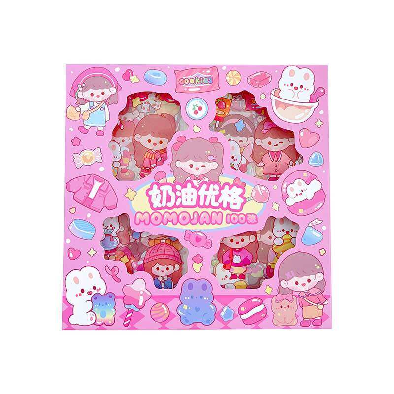Hộp 100 tấm sticker nhãn dán trang trí MOMO