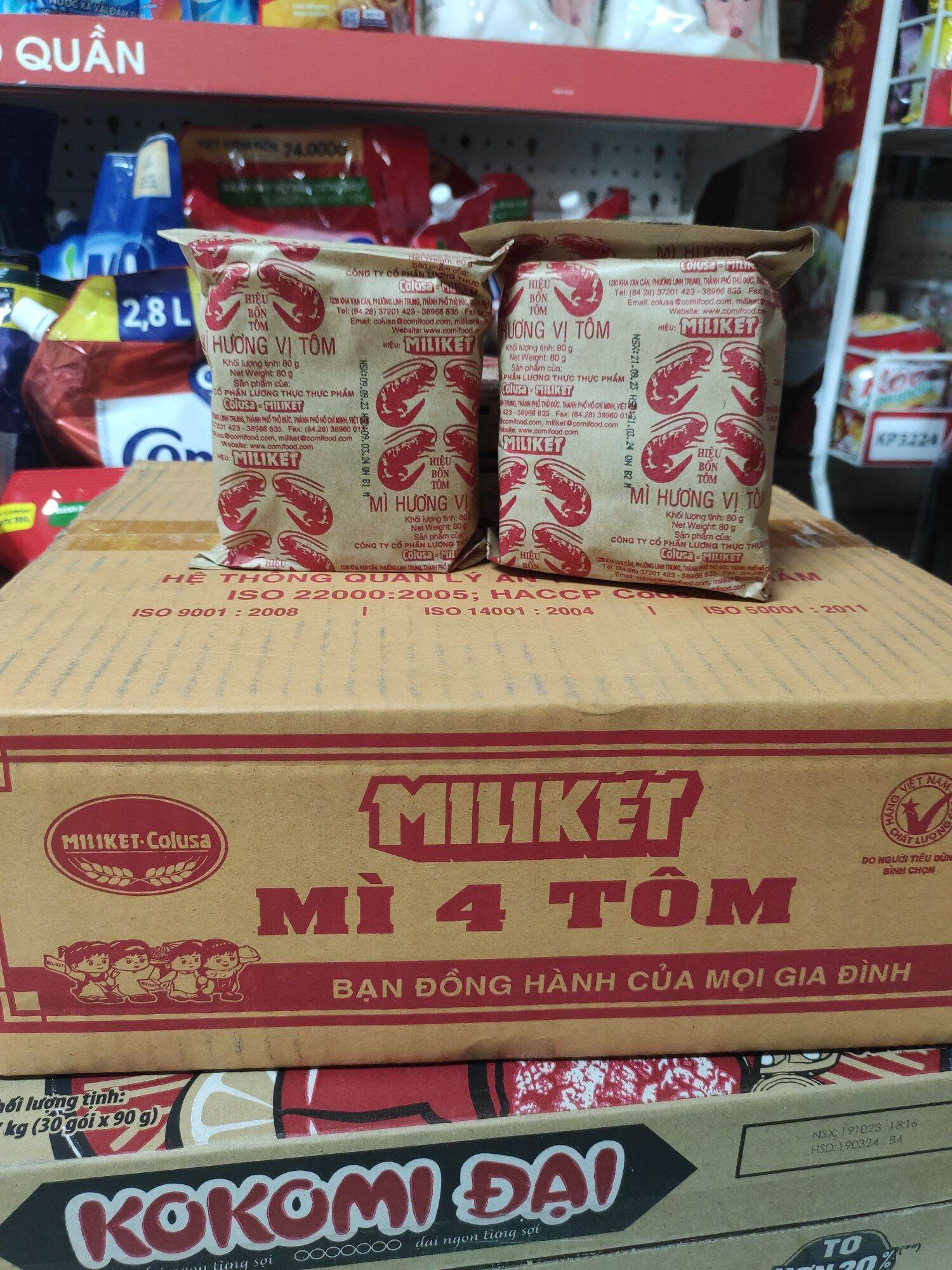 Thùng 30 gói mì giấy miliket 4 tôm gói 80g