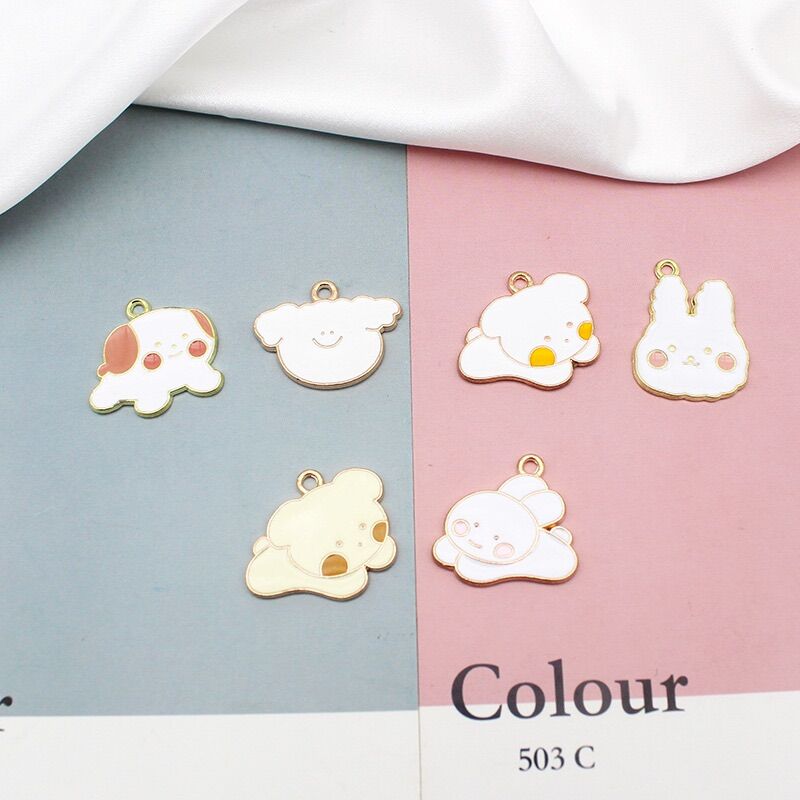 Charm bé chó kim loại làm keyring