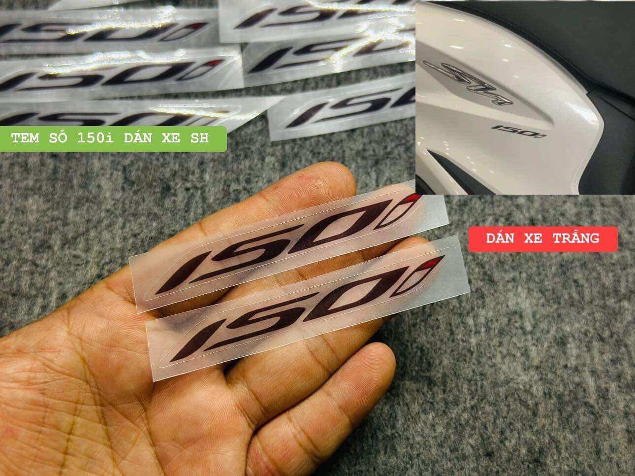 [ 1 CẶP ] TEM SỐ 150i MÀU ĐEN CAO CẤP DÁN ỐP SƯỜN SH ( DÁN XE TRẮNG )