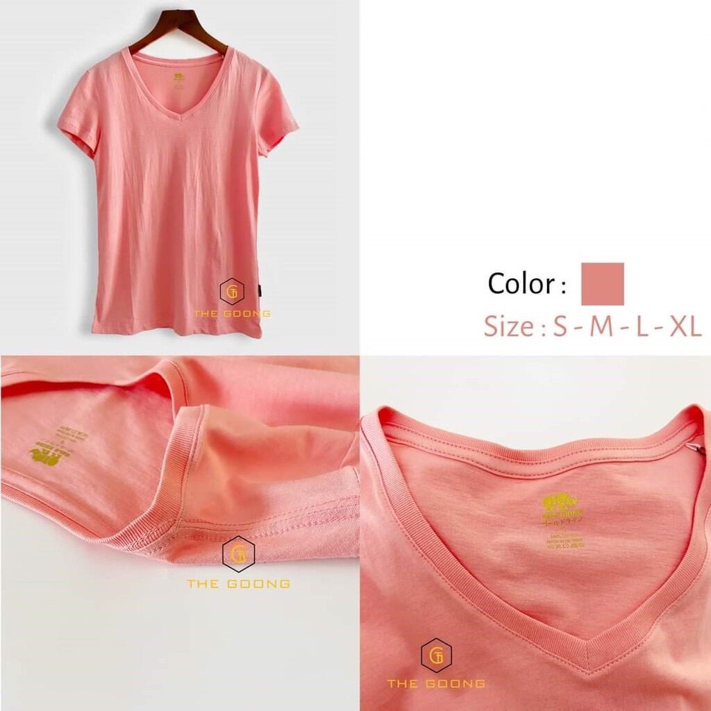 [HCM]Combo 2 áo thun nữ cổ tim Gold Rhino