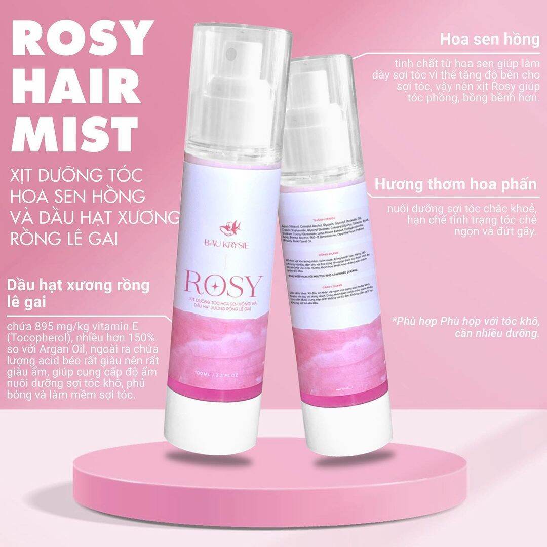 Xịt dưỡng tóc rosy – rosy hair mist _ tặng quà