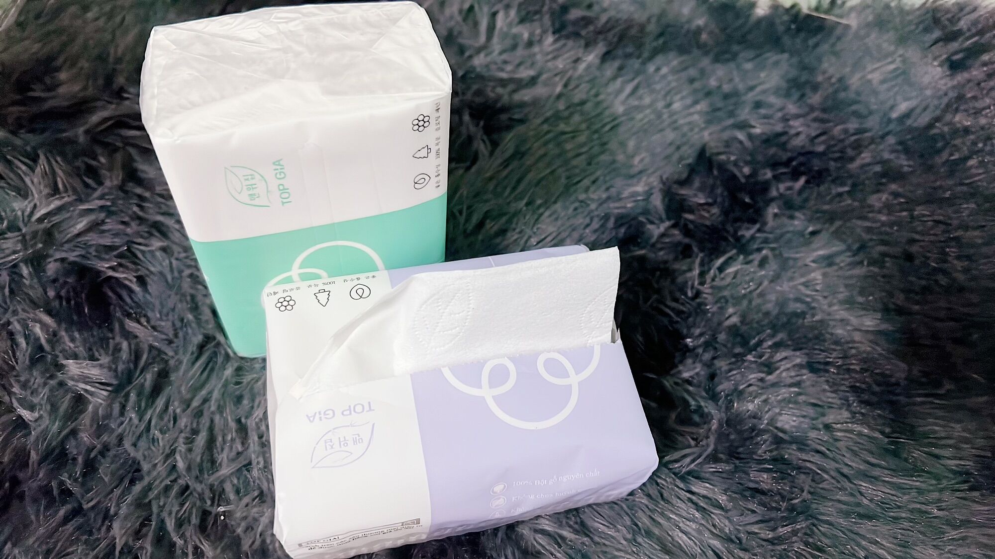 Khăn giấy rút Top Gia (3 màu: xanh-tím-hồng)