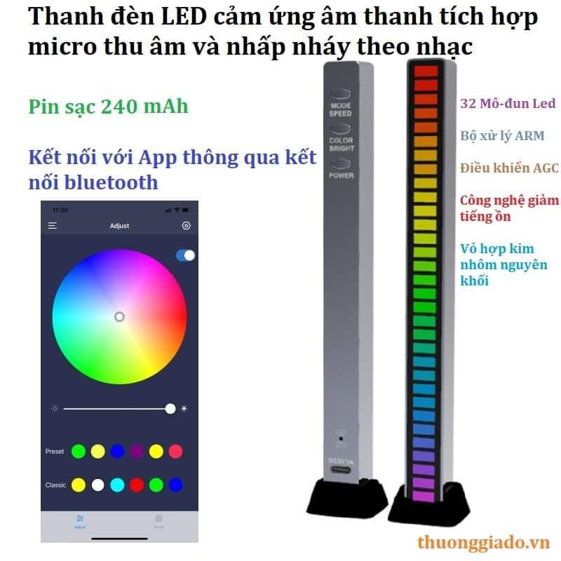Thanh led nhảy nhạc cảm biến âm thanh