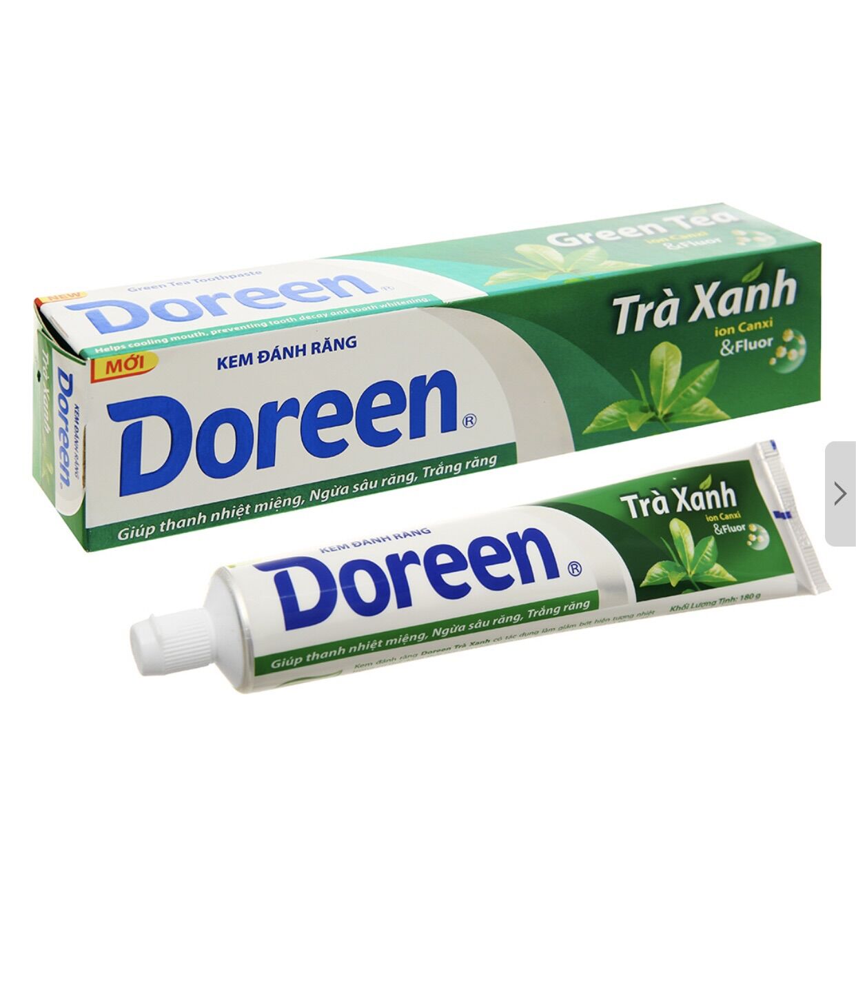 Kem Đánh Răng trà xanh Doreen 180g set 2 cây