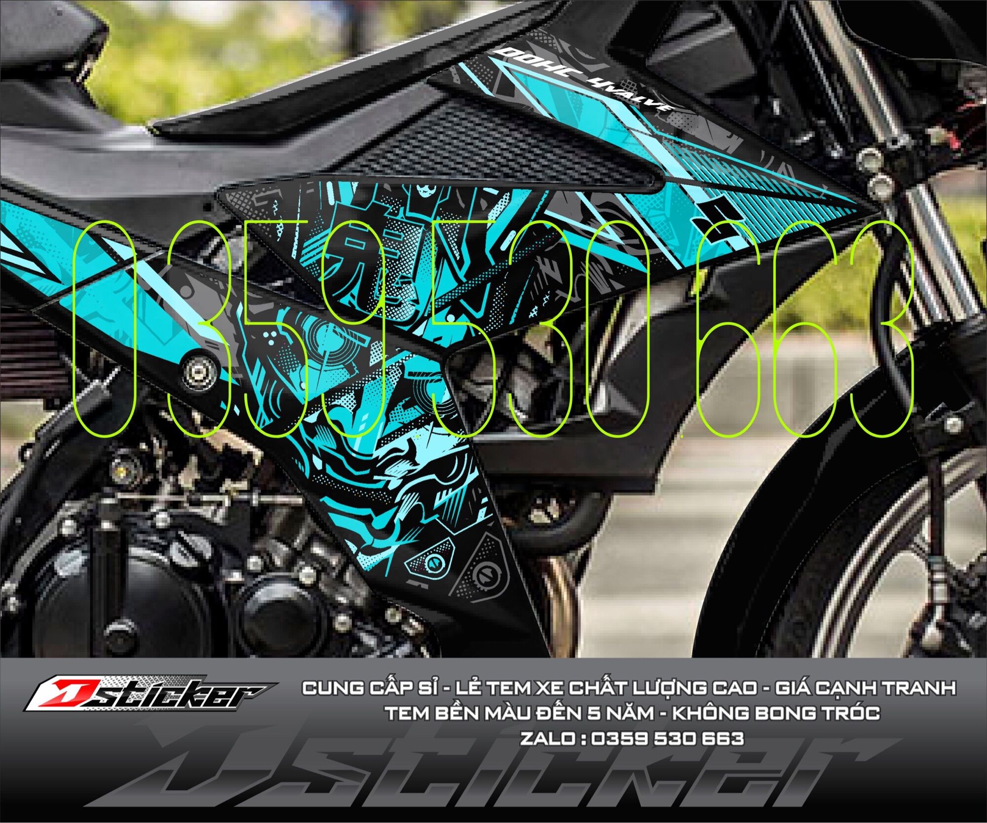 Tem rời Samurai dán Satria xe đen - siêu hot
