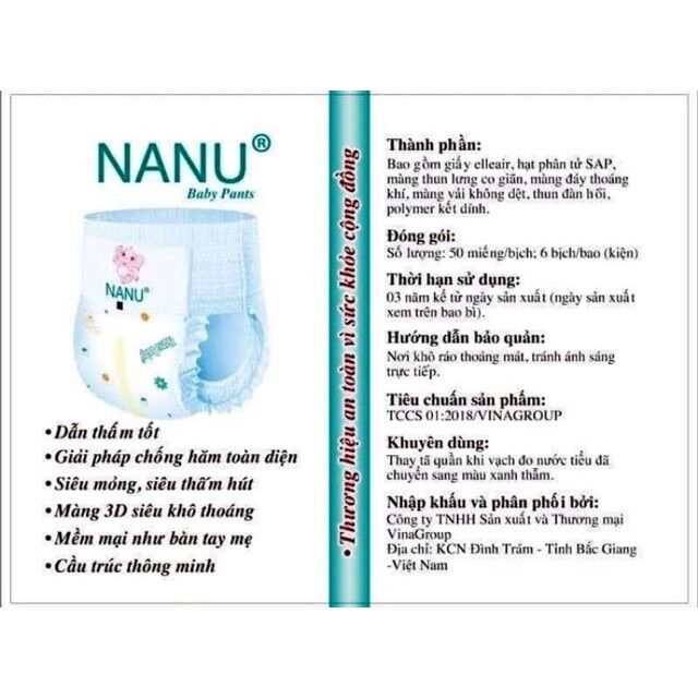 Bỉm quần NANU cao cấp cho bé:bịch 50 quần