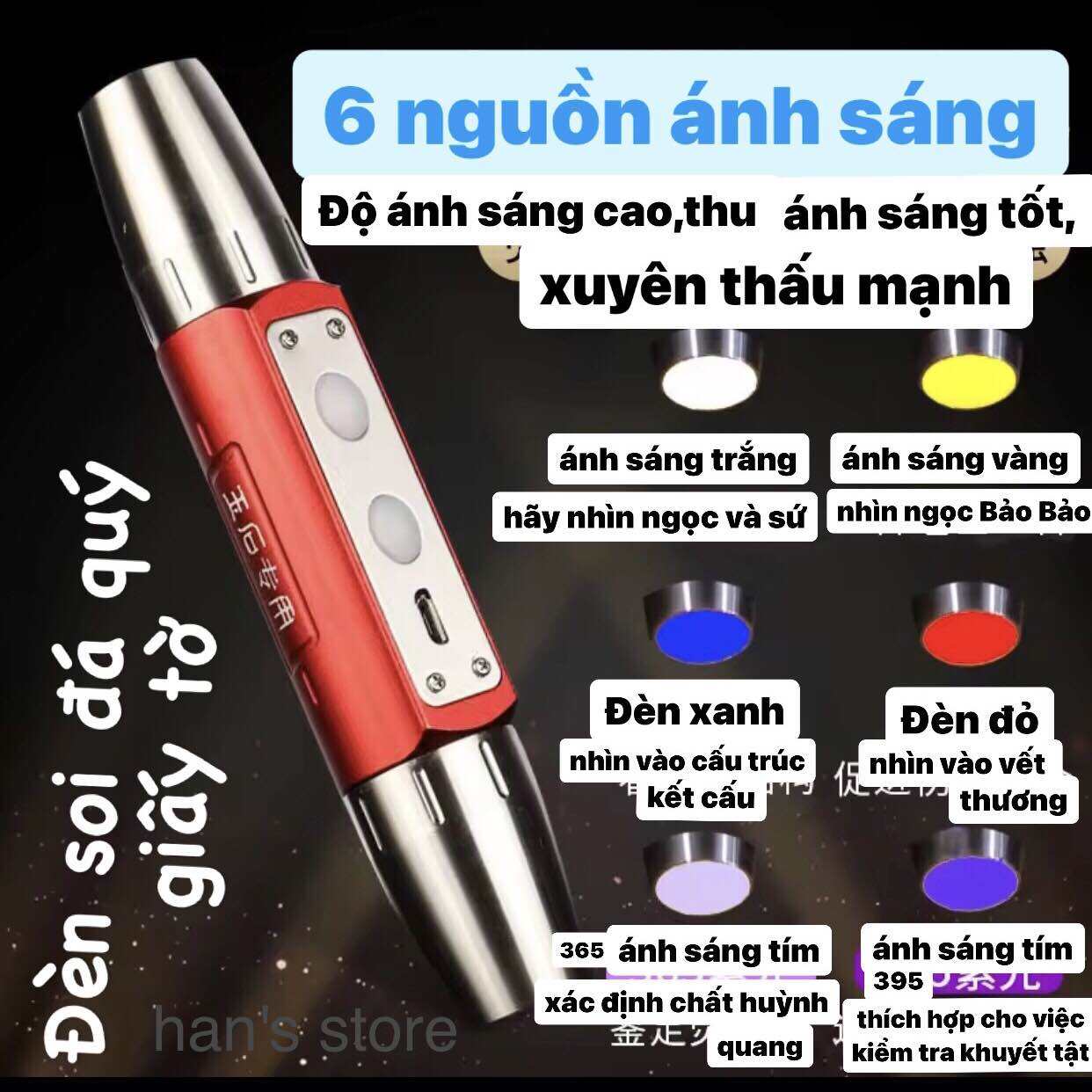 ĐÈN SOI ĐÁ QUÝ 2 ĐẦU 6 BÓNG CAO CẤP KÈM XẠC ( tặng đầu thu nhỏ)