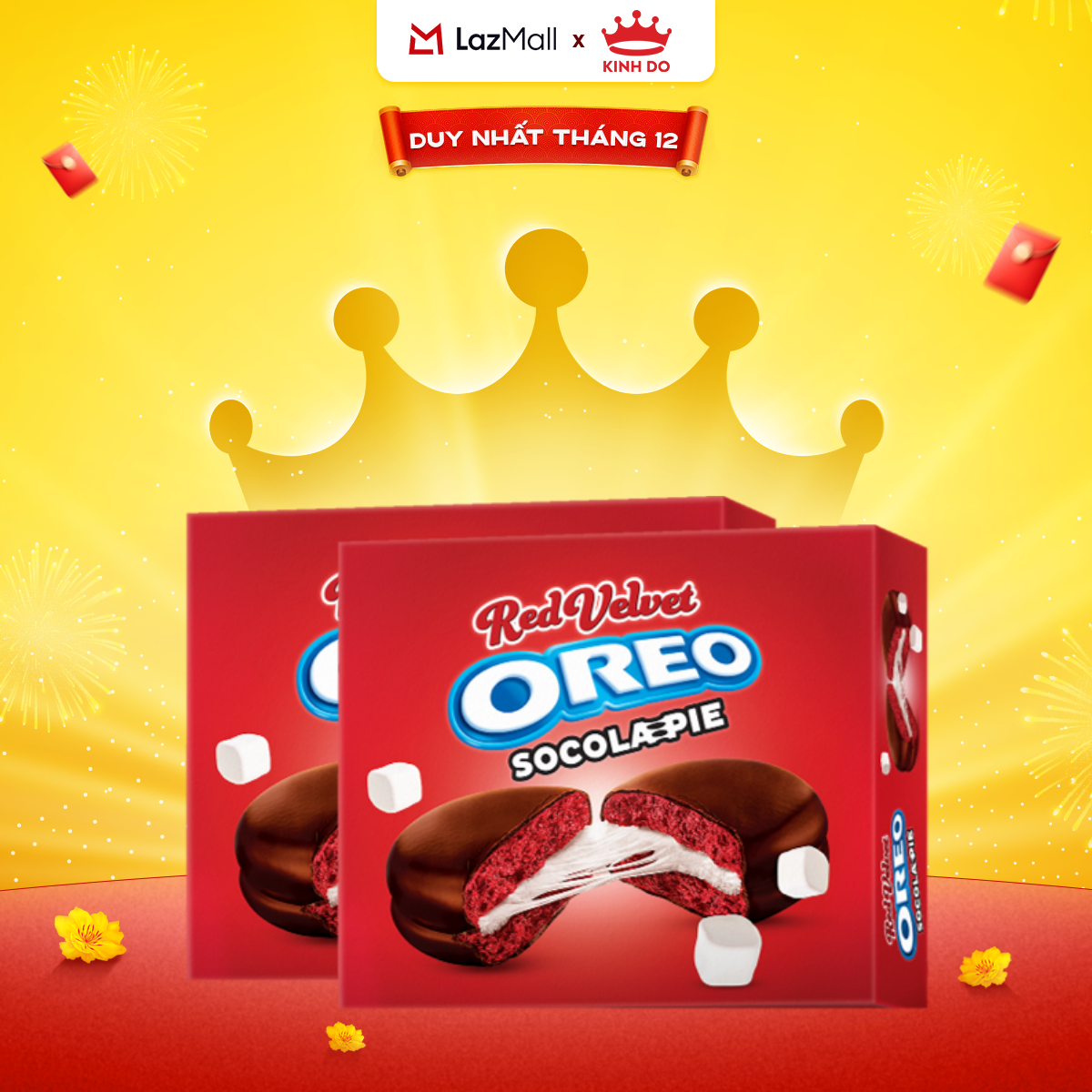 Bánh Oreo Socola Pie Phiên Bản Red Velvet 336g Combo 2